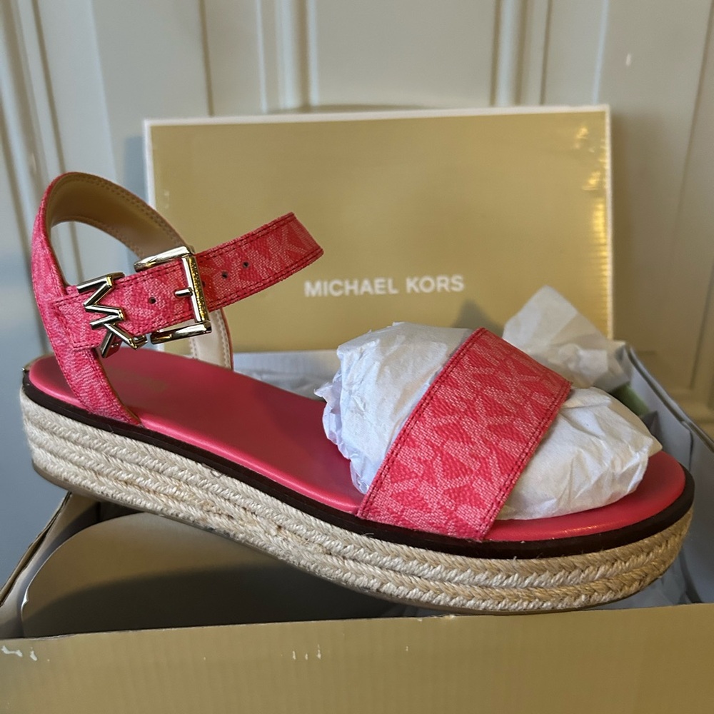 Michael Kors Vibrant Pink Espadrille Sandals